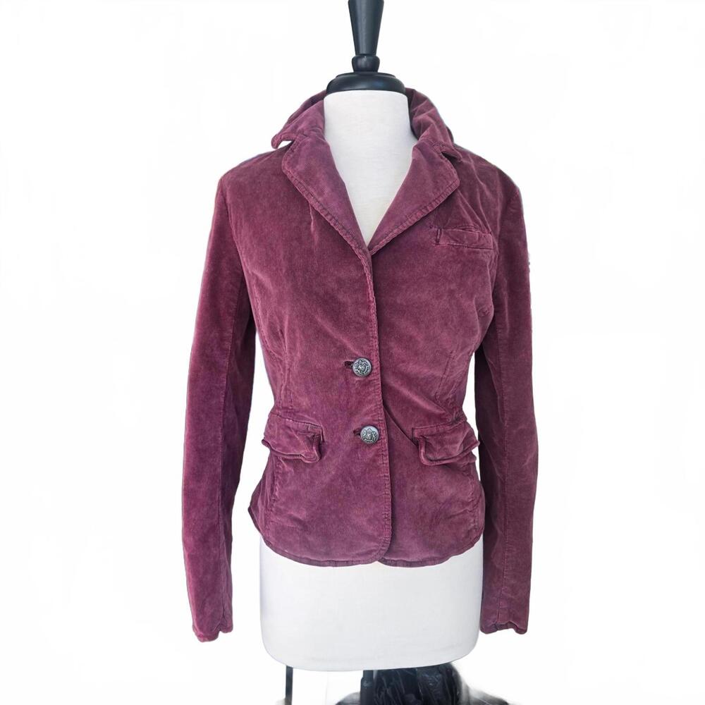 FREE PEOPLE - Women's Burgundy Corduroy Blazer Jacket